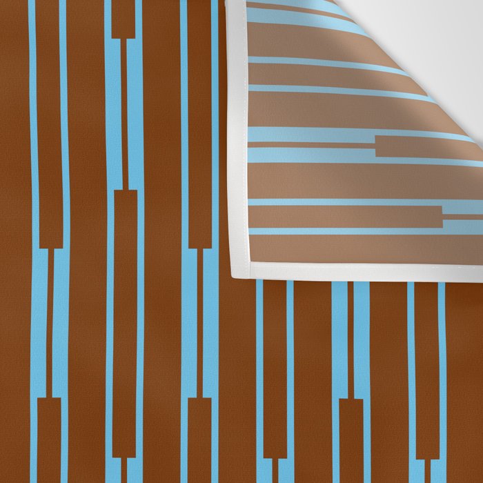 Geometric Minimalist Geo Chain Vertical Stripe Pattern in Sky Blue and Chestnut Brown Wall Tapestry Gallery Image 3