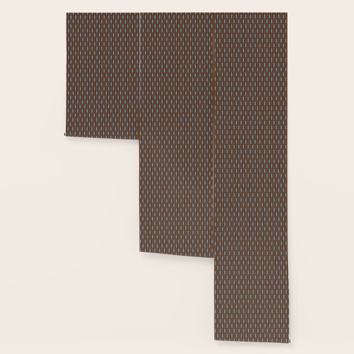 Geometric Minimalist Geo Chain Vertical Stripe Pattern in Sky Blue and Chestnut Brown Wallpaper Gallery Image 3