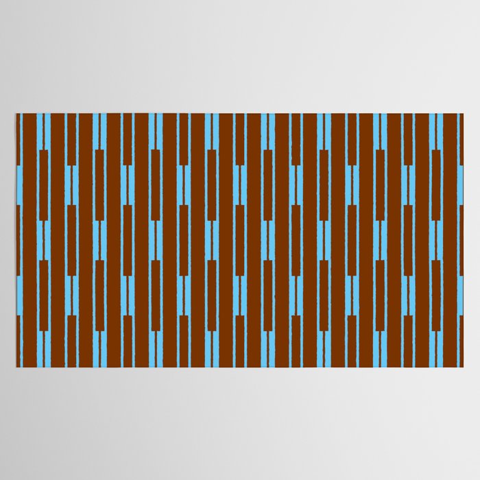 Geometric Minimalist Geo Chain Vertical Stripe Pattern in Sky Blue and Chestnut Brown Tablecloth Gallery Image 2