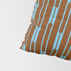 Geometric Minimalist Geo Chain Vertical Stripe Pattern in Sky Blue and Chestnut Brown Pillow Sham Gallery Image 4