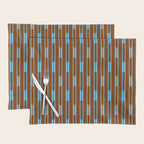 Geometric Minimalist Geo Chain Vertical Stripe Pattern in Sky Blue and Chestnut Brown Placemat Gallery Image 1