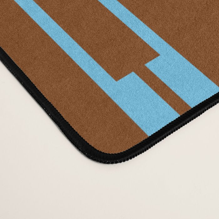 Geometric Minimalist Geo Chain Vertical Stripe Pattern in Sky Blue and Chestnut Brown Desk Mat Gallery Image 4