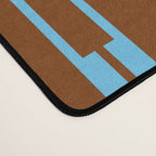 Geometric Minimalist Geo Chain Vertical Stripe Pattern in Sky Blue and Chestnut Brown Desk Mat Gallery Image 4