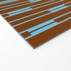 Geometric Minimalist Geo Chain Vertical Stripe Pattern in Sky Blue and Chestnut Brown Welcome Mat Gallery Image 2