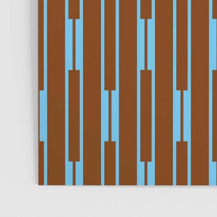 Geometric Minimalist Geo Chain Vertical Stripe Pattern in Sky Blue and Chestnut Brown Poster Gallery Image 3
