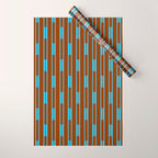 Geometric Minimalist Geo Chain Vertical Stripe Pattern in Sky Blue and Chestnut Brown Wrapping Paper Gallery Image 1