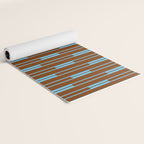 Geometric Minimalist Geo Chain Vertical Stripe Pattern in Sky Blue and Chestnut Brown Yoga Mat Gallery Image 2