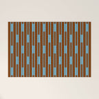 Geometric Minimalist Geo Chain Vertical Stripe Pattern in Sky Blue and Chestnut Brown Welcome Mat Gallery Image 1