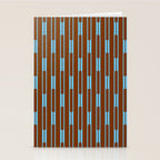Geometric Minimalist Geo Chain Vertical Stripe Pattern in Sky Blue and Chestnut Brown Stationery Card Gallery Image 2