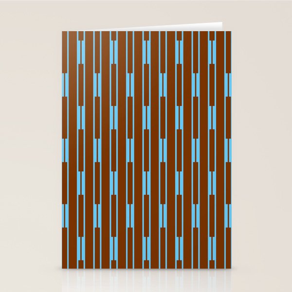 Geometric Minimalist Geo Chain Vertical Stripe Pattern in Sky Blue and Chestnut Brown Stationery Card Gallery Image 2