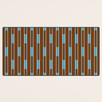 Geometric Minimalist Geo Chain Vertical Stripe Pattern in Sky Blue and Chestnut Brown Desk Mat Gallery Image 3
