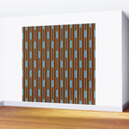Geometric Minimalist Geo Chain Vertical Stripe Pattern in Sky Blue and Chestnut Brown Wall Mural Gallery Image 2