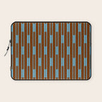 Geometric Minimalist Geo Chain Vertical Stripe Pattern in Sky Blue and Chestnut Brown Laptop Sleeve Gallery Image 1