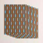 Geometric Minimalist Geo Chain Vertical Stripe Pattern in Sky Blue and Chestnut Brown Wrapping Paper Gallery Image 3