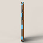 Geometric Minimalist Geo Chain Vertical Stripe Pattern in Sky Blue and Chestnut Brown iPhone Case Gallery Image 2