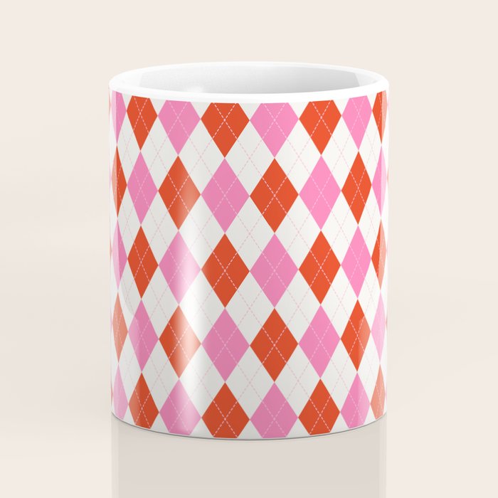 Pink and Red Argyle Coffee Mug Gallery Image 4