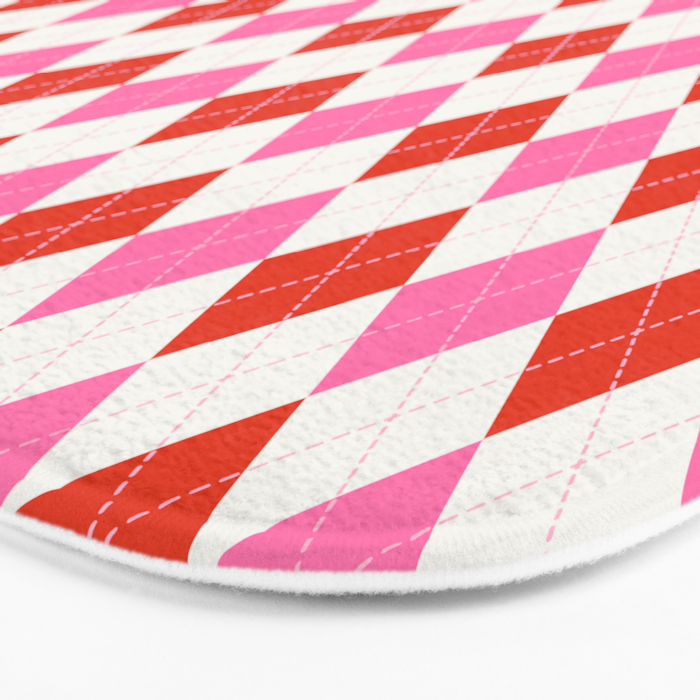 Pink and Red Argyle Bath Mat Gallery Image 3
