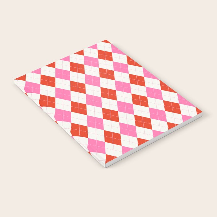Pink and Red Argyle Notebook Gallery Image 1