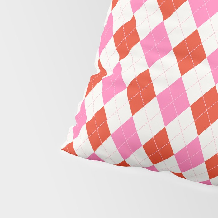 Pink and Red Argyle Pillow Sham Gallery Image 4