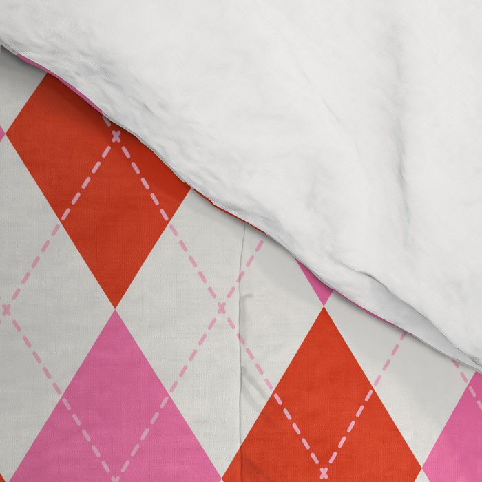 Pink and Red Argyle Comforter Gallery Image 4