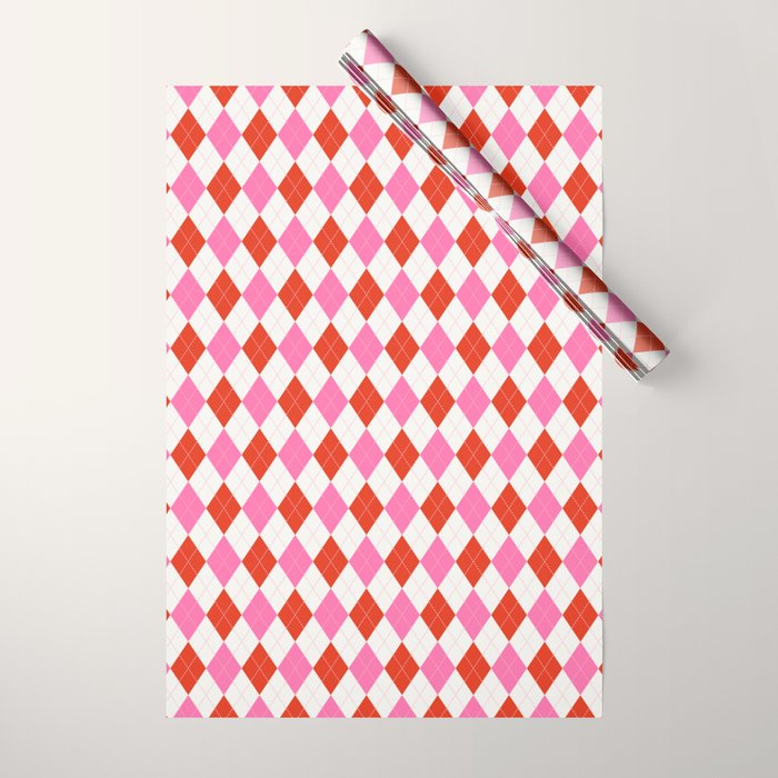 Pink and Red Argyle Wrapping Paper Gallery Image 1