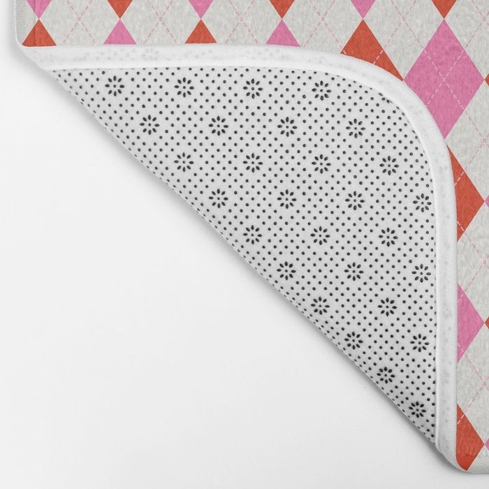 Pink and Red Argyle Bath Mat Gallery Image 2