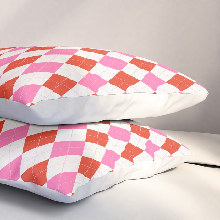 Pink and Red Argyle Pillow Sham Gallery Image 3