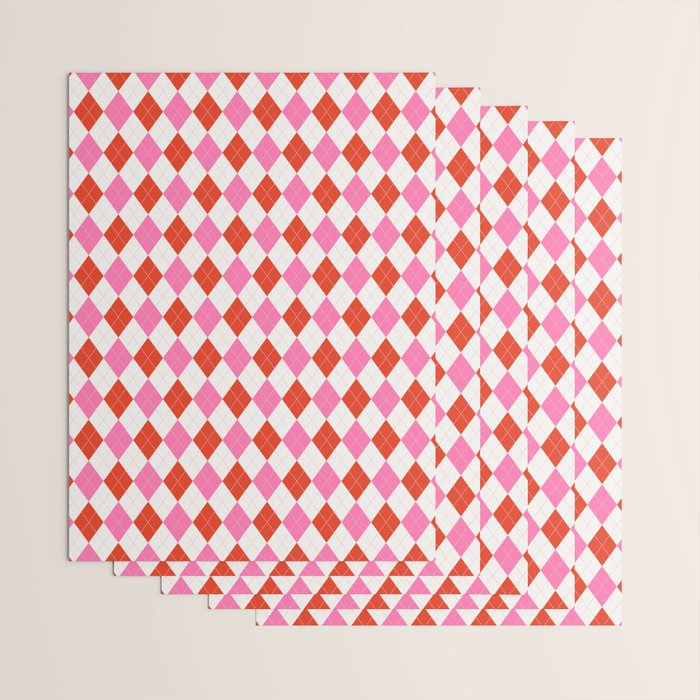 Pink and Red Argyle Wrapping Paper Gallery Image 3