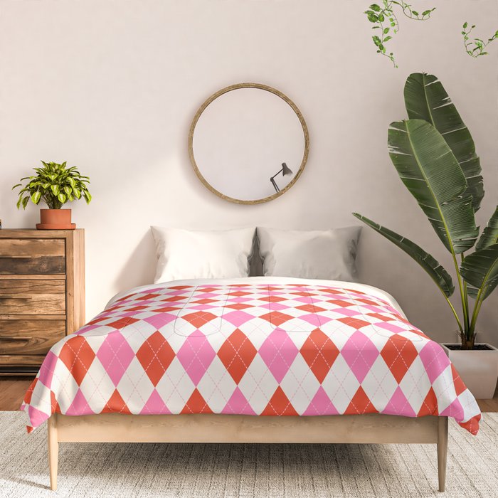 Pink and Red Argyle Comforter Gallery Image 3