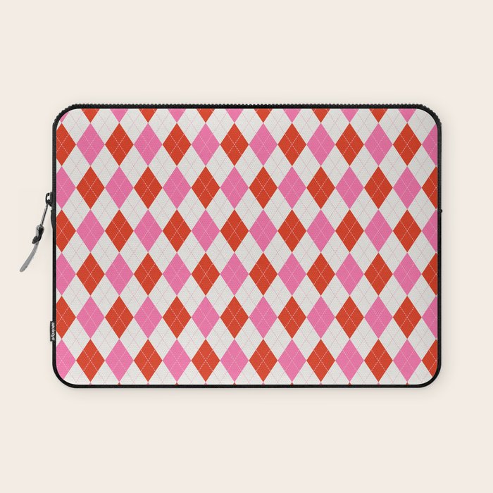 Pink and Red Argyle Laptop Sleeve Gallery Image 1