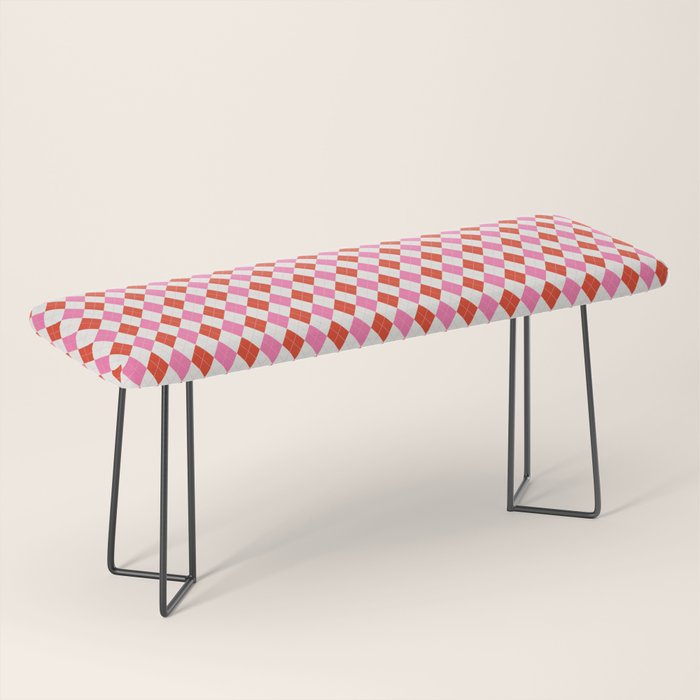 Pink and Red Argyle Bench Gallery Image 1