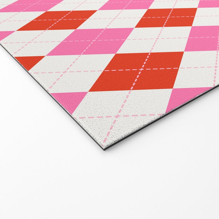 Pink and Red Argyle Welcome Mat Gallery Image 2