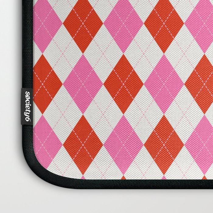 Pink and Red Argyle Laptop Sleeve Gallery Image 3