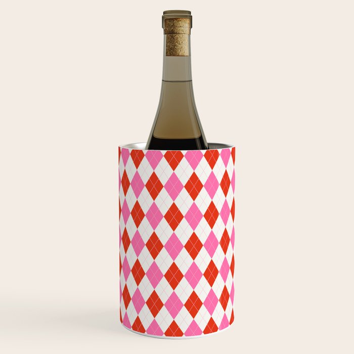 Pink and Red Argyle Wine Chiller Gallery Image 3
