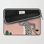 Jazzy Wild Cat, Dancing Leopard Animals Pets, Wildlife Bengal Cats Exotic, Cheetah Jungle Pastel Whimsical, Quirky Bohemian Modern Eclectic Laptop Sleeve Gallery Image 2
