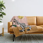 Jazzy Wild Cat, Dancing Leopard Animals Pets, Wildlife Bengal Cats Exotic, Cheetah Jungle Pastel Whimsical, Quirky Bohemian Modern Eclectic Throw Blanket Gallery Image 1
