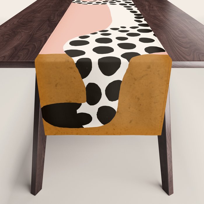 Jazzy Wild Cat, Dancing Leopard Animals Pets, Wildlife Bengal Cats Exotic, Cheetah Jungle Pastel Whimsical, Quirky Bohemian Modern Eclectic Table Runner Gallery Image 1