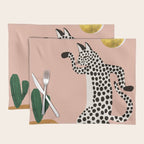 Jazzy Wild Cat, Dancing Leopard Animals Pets, Wildlife Bengal Cats Exotic, Cheetah Jungle Pastel Whimsical, Quirky Bohemian Modern Eclectic Placemat Gallery Image 1