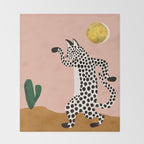 Jazzy Wild Cat, Dancing Leopard Animals Pets, Wildlife Bengal Cats Exotic, Cheetah Jungle Pastel Whimsical, Quirky Bohemian Modern Eclectic Throw Blanket Gallery Image 2