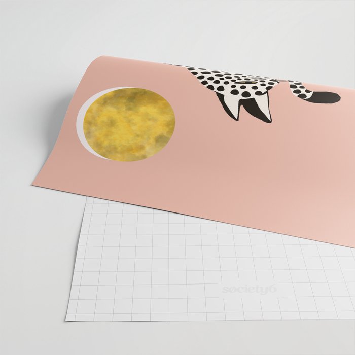 Jazzy Wild Cat, Dancing Leopard Animals Pets, Wildlife Bengal Cats Exotic, Cheetah Jungle Pastel Whimsical, Quirky Bohemian Modern Eclectic Wrapping Paper Gallery Image 2
