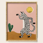 Jazzy Wild Cat, Dancing Leopard Animals Pets, Wildlife Bengal Cats Exotic, Cheetah Jungle Pastel Whimsical, Quirky Bohemian Modern Eclectic Serving Tray Gallery Image 1