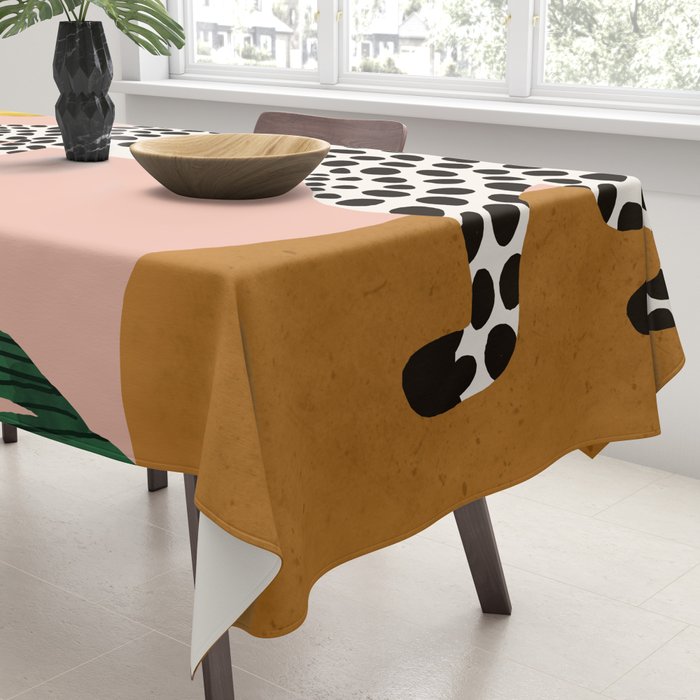 Jazzy Wild Cat, Dancing Leopard Animals Pets, Wildlife Bengal Cats Exotic, Cheetah Jungle Pastel Whimsical, Quirky Bohemian Modern Eclectic Tablecloth Gallery Image 3