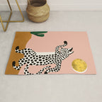 Jazzy Wild Cat, Dancing Leopard Animals Pets, Wildlife Bengal Cats Exotic, Cheetah Jungle Pastel Whimsical, Quirky Bohemian Modern Eclectic Rug Gallery Image 1