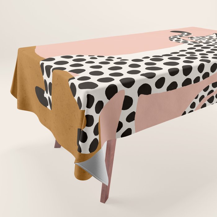 Jazzy Wild Cat, Dancing Leopard Animals Pets, Wildlife Bengal Cats Exotic, Cheetah Jungle Pastel Whimsical, Quirky Bohemian Modern Eclectic Tablecloth Gallery Image 1