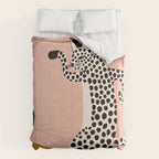 Jazzy Wild Cat, Dancing Leopard Animals Pets, Wildlife Bengal Cats Exotic, Cheetah Jungle Pastel Whimsical, Quirky Bohemian Modern Eclectic Comforter Gallery Image 6