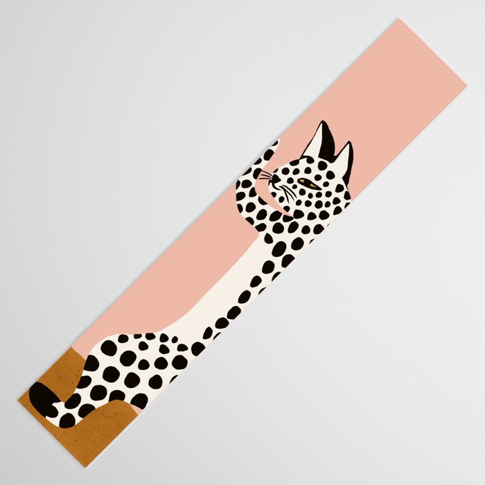 Jazzy Wild Cat, Dancing Leopard Animals Pets, Wildlife Bengal Cats Exotic, Cheetah Jungle Pastel Whimsical, Quirky Bohemian Modern Eclectic Table Runner Gallery Image 3