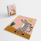 Jazzy Wild Cat, Dancing Leopard Animals Pets, Wildlife Bengal Cats Exotic, Cheetah Jungle Pastel Whimsical, Quirky Bohemian Modern Eclectic Jigsaw Puzzle Gallery Image 2