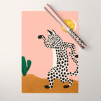 Jazzy Wild Cat, Dancing Leopard Animals Pets, Wildlife Bengal Cats Exotic, Cheetah Jungle Pastel Whimsical, Quirky Bohemian Modern Eclectic Wrapping Paper Gallery Image 1