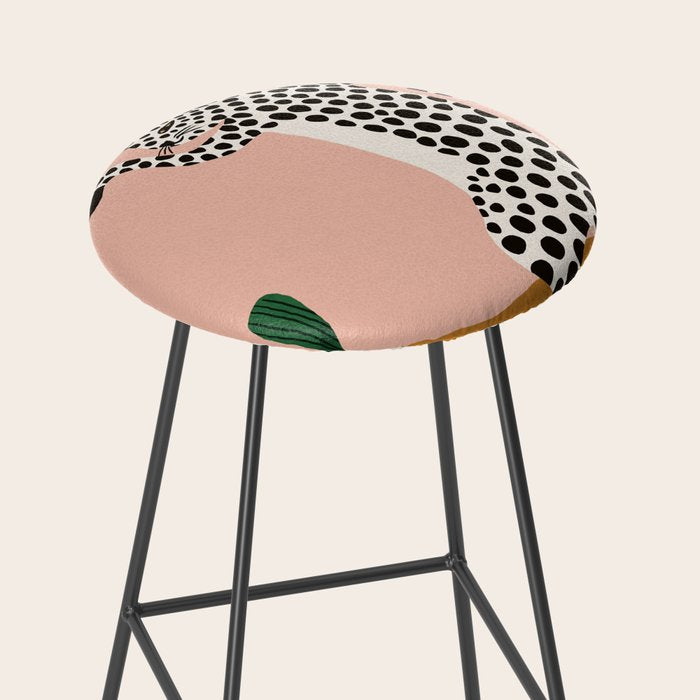 Jazzy Wild Cat, Dancing Leopard Animals Pets, Wildlife Bengal Cats Exotic, Cheetah Jungle Pastel Whimsical, Quirky Bohemian Modern Eclectic Stool Gallery Image 2