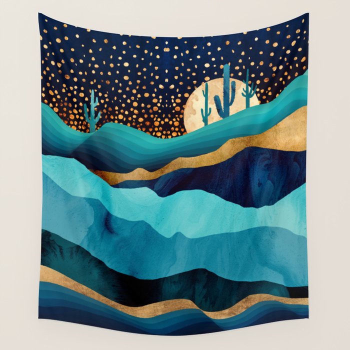 Indigo Desert Night Wall Tapestry Gallery Image 1